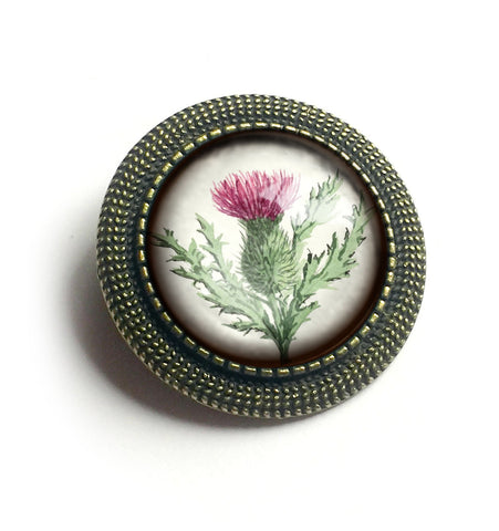 Scottish Thistle Flower Vintage Inspired Pin Brooch