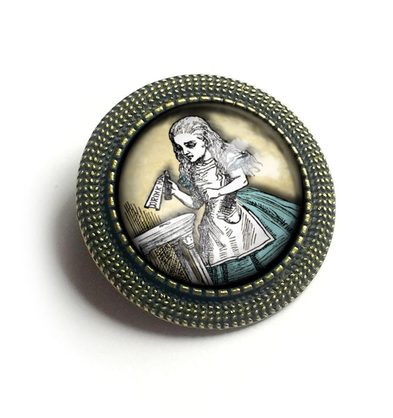 Alice in Wonderland "Drink Me" Potion Vintage Inspired Pin Brooch