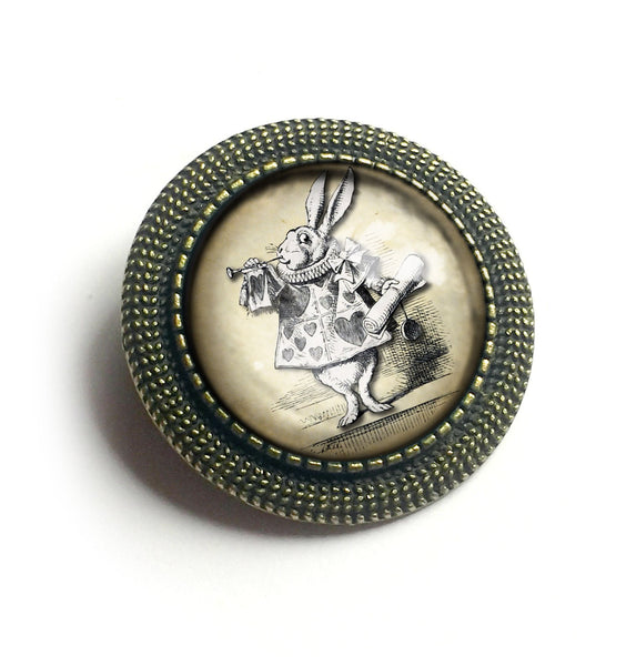 Alice in Wonderland White Rabbit Vintage Inspired Pin Brooch