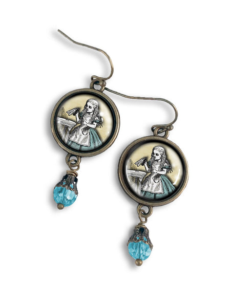 Alice in Wonderland "Drink Me" Potion Vintage Inspired Drop / Dangle Earrings
