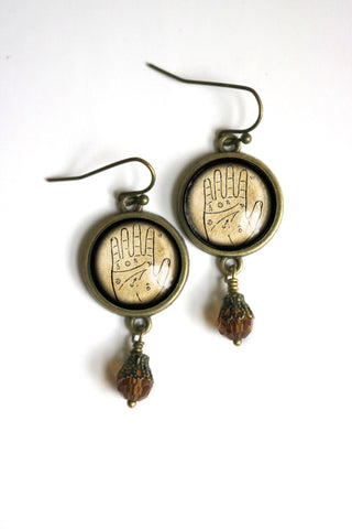 Ancient Plamistry Chart Vintage Inspired Drop / Dangle Earrings