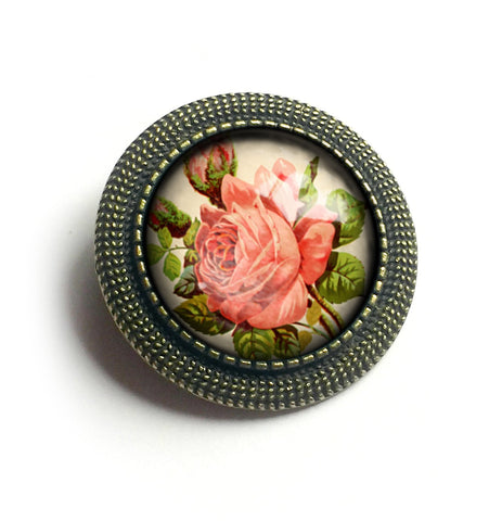 Victorian Tea Rose Vintage Inspired Pin Brooch