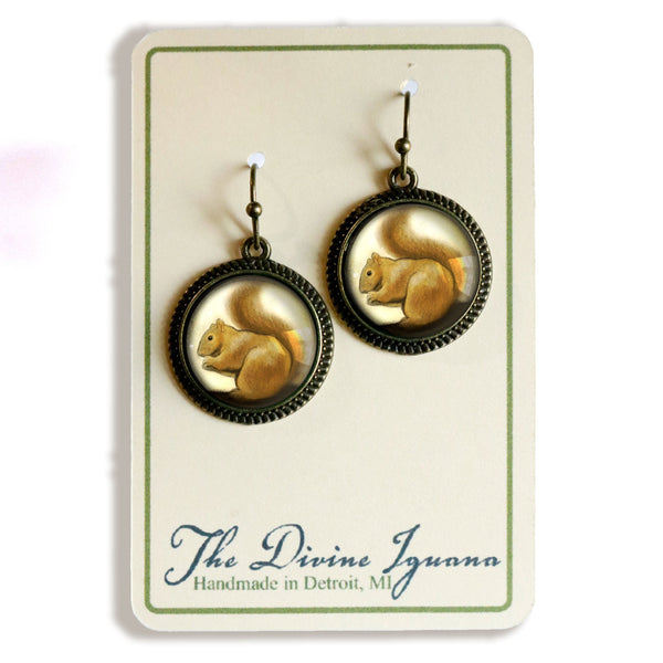 Adorable Fluffy Victorian Squirrel Earrings