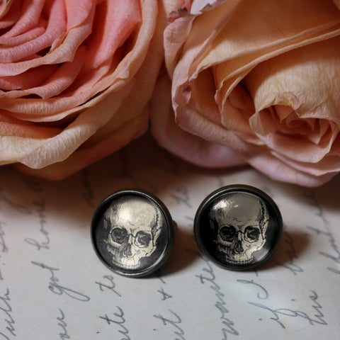Anatomical Skull Vintage Inspired Stud Earrings