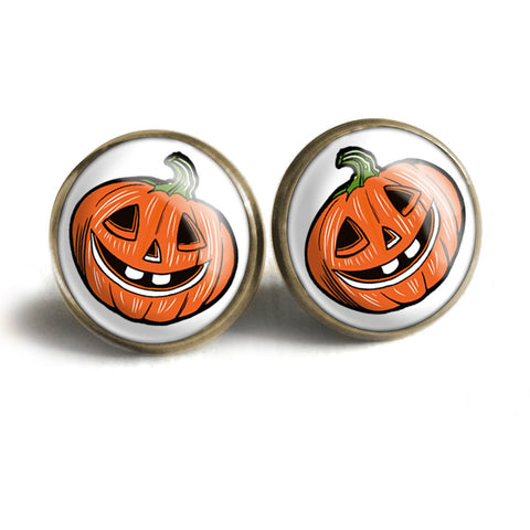 Retro Halloween Jack-O-Lantern Vintage Inspired Stud Earrings