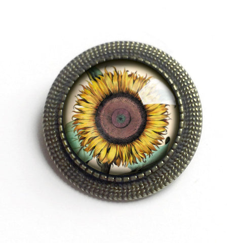 Sunflower Vintage Inspired Pin Brooch