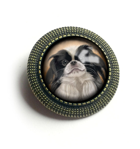 Japanese Chin Dog Vintage Inspired Pin Brooch