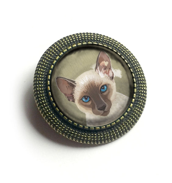 Siamese Cat Vintage Inspired Pin Brooch