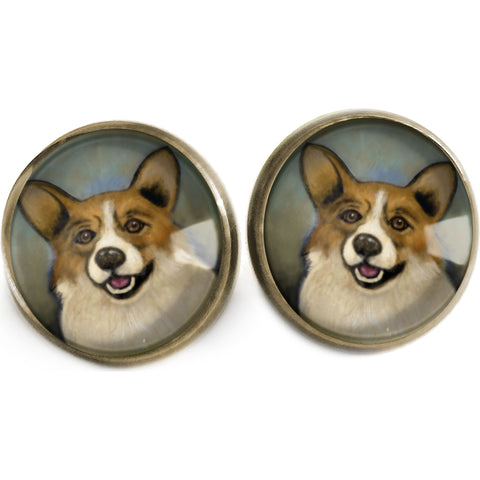 Welsh Cardigan or Pembroke Corgi Dog Vintage Inspired Stud Earrings