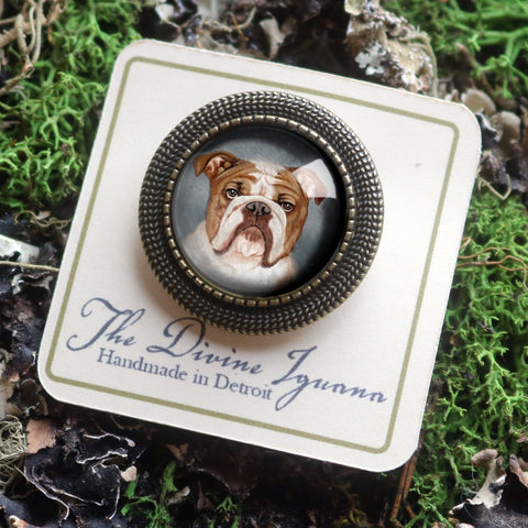 English Bulldog Vintage Inspired Pin Brooch