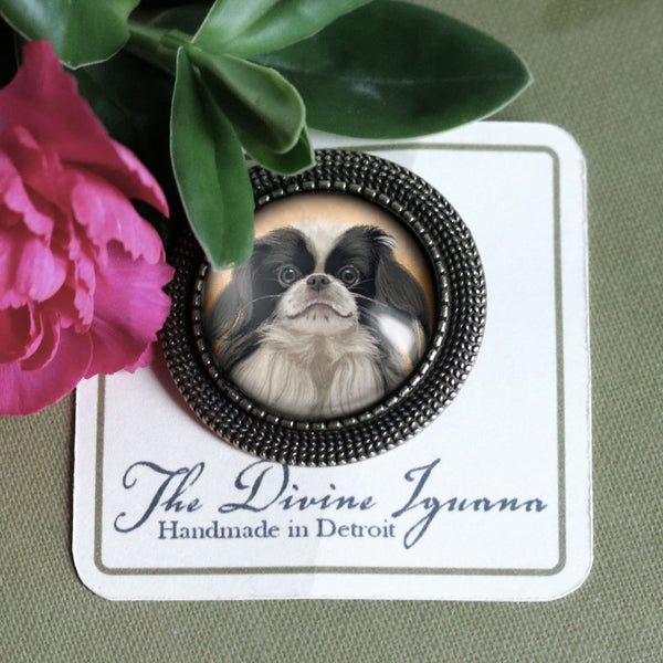Japanese Chin Dog Vintage Inspired Pin Brooch