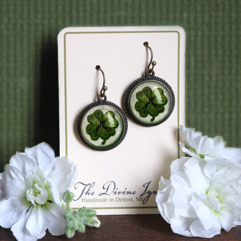 Four-Leafed Clover or Shamrock for St Patrick's Day Earrings