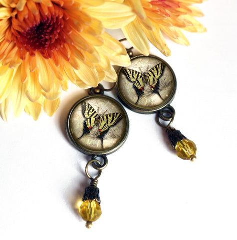 Swallowtail Butterfly Vintage Inspired Drop / Dangle Earrings