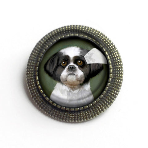 Shitzu Dog Dog Vintage Inspired Pin Brooch