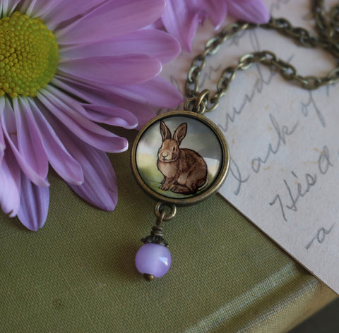 Baby Bunny Easter Rabbit Double-Sided Pendant Necklace