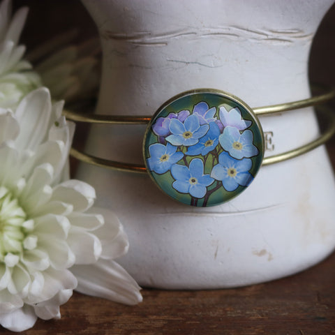Mothers Day / Valentine's Day Forget Me Not Cuff Bracelet