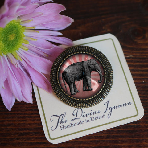 Pink Elephant Vintage Inspired Pin Brooch