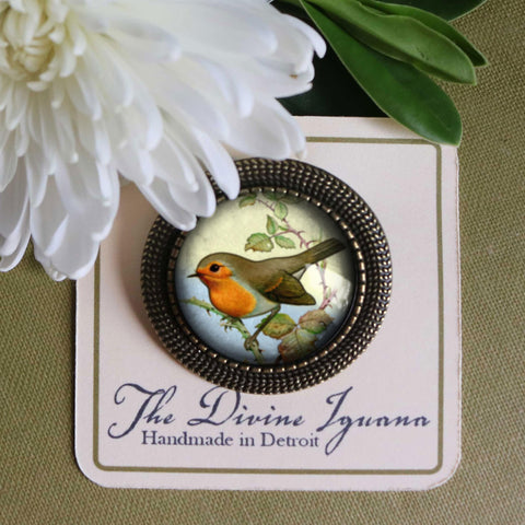 Spring Robin Vintage Inspired Pin Brooch