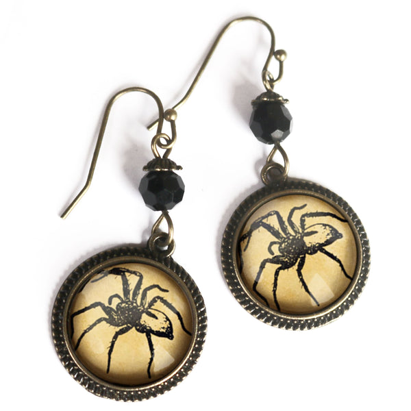 Spooky Spider- Halloween Vintage Inspired Drop / Dangle Earrings