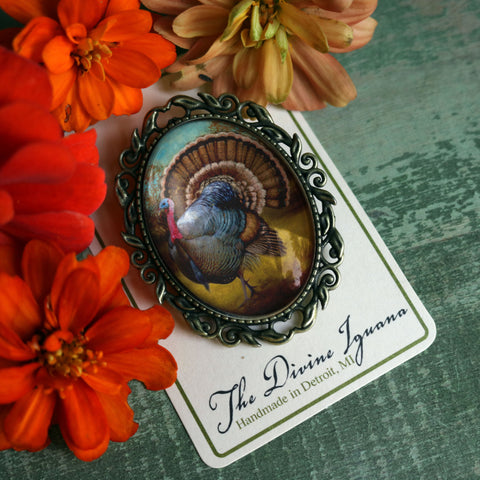 Traditional Turkey Vintage Inspired Pin Brooch for Thanksgiving and Fall