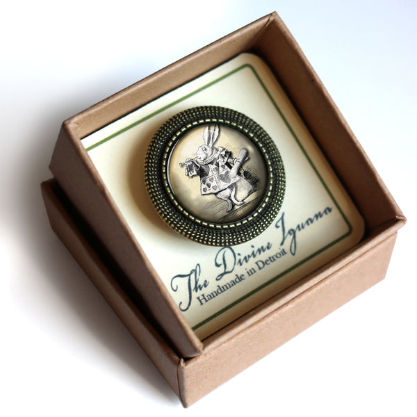 Alice in Wonderland White Rabbit Vintage Inspired Pin Brooch