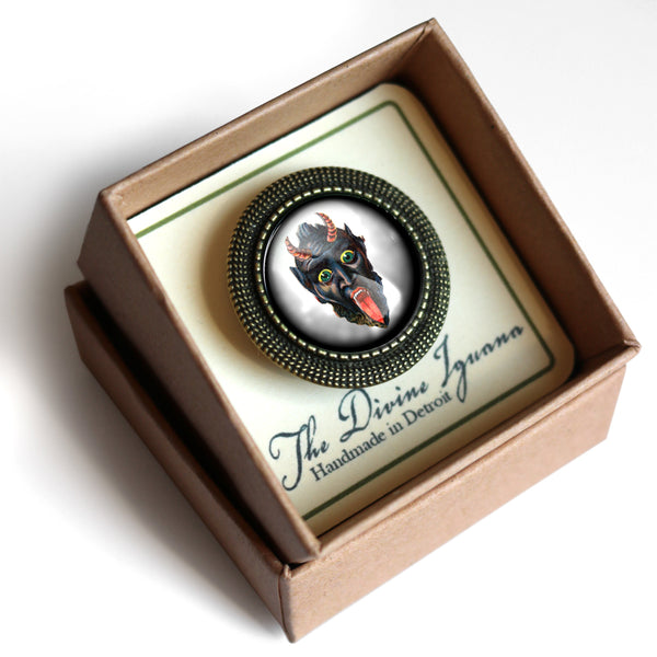 Krampus the Christmas Demon Vintage Inspired Pin Brooch