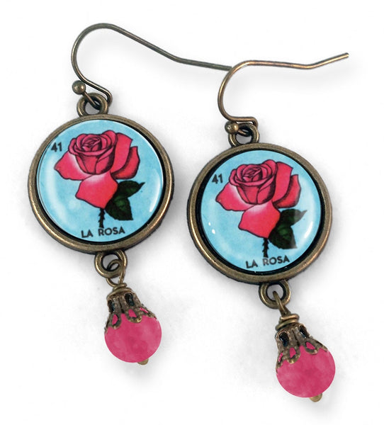 La Rosa Loteria Vintage Inspired Drop / Dangle Earrings