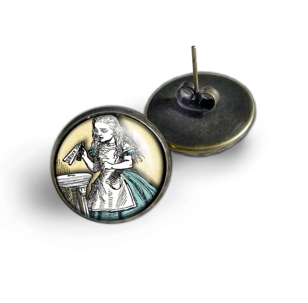 Alice in Wonderland "Drink Me" Potion Vintage Inspired Stud Earrings