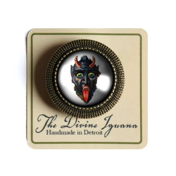 Krampus the Christmas Demon Vintage Inspired Pin Brooch