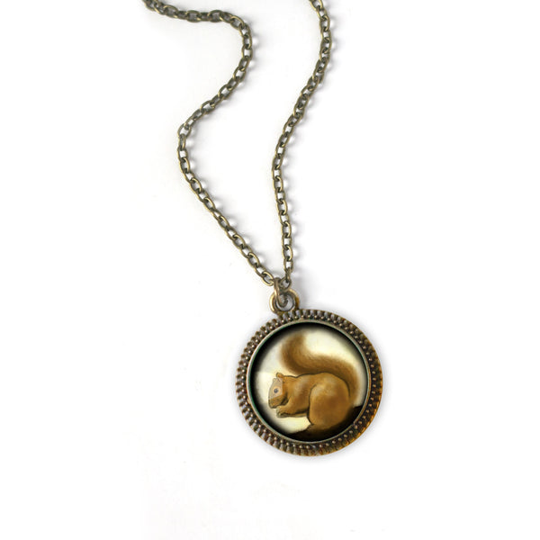 Victorian Squirrel Necklace in Simple Elegant Bezel