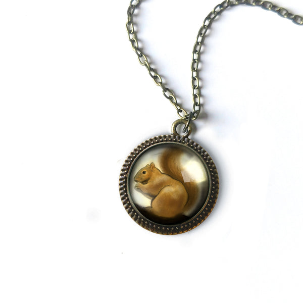 Victorian Squirrel Necklace in Simple Elegant Bezel