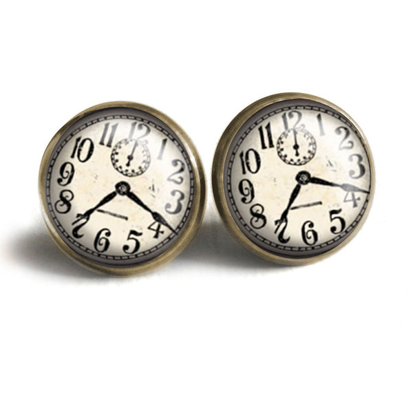Edwardian Clock Vintage Inspired Stud Earrings
