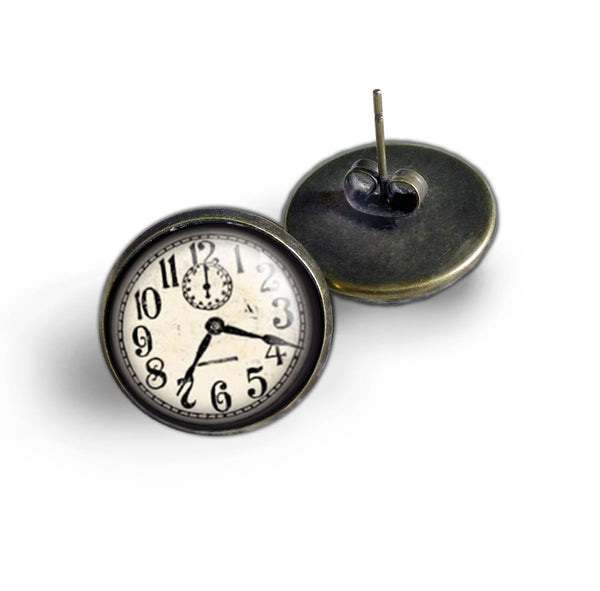 Edwardian Clock Vintage Inspired Stud Earrings