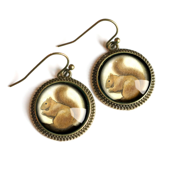 Adorable Fluffy Victorian Squirrel Earrings