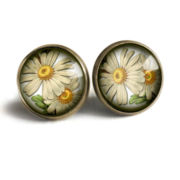 Summer Daisy Flower Vintage Inspired Stud Earrings