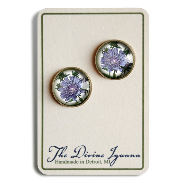 Purple Aster Vintage Inspired Stud Earrings