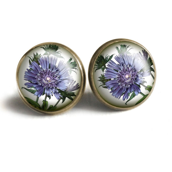 Purple Aster Vintage Inspired Stud Earrings
