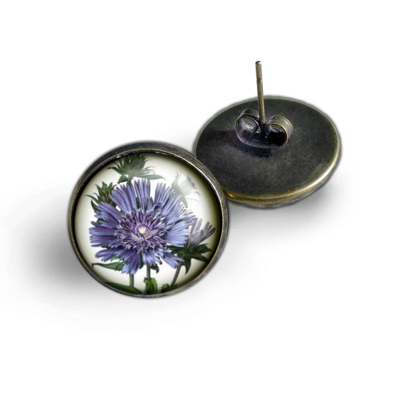 Purple Aster Vintage Inspired Stud Earrings