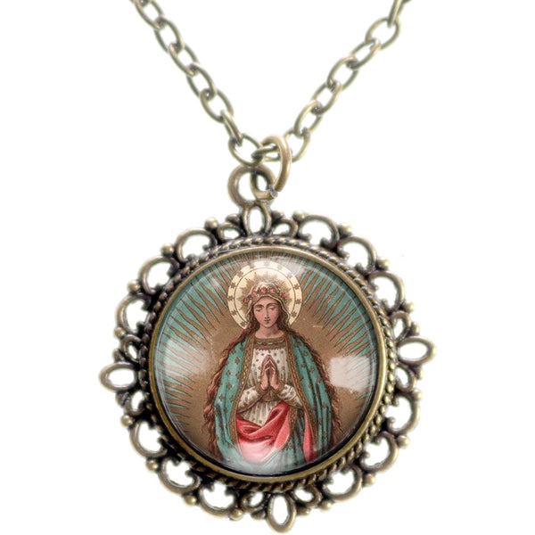 Our Lady of the Stars, Madonna of Guadalupe Pendant Necklace
