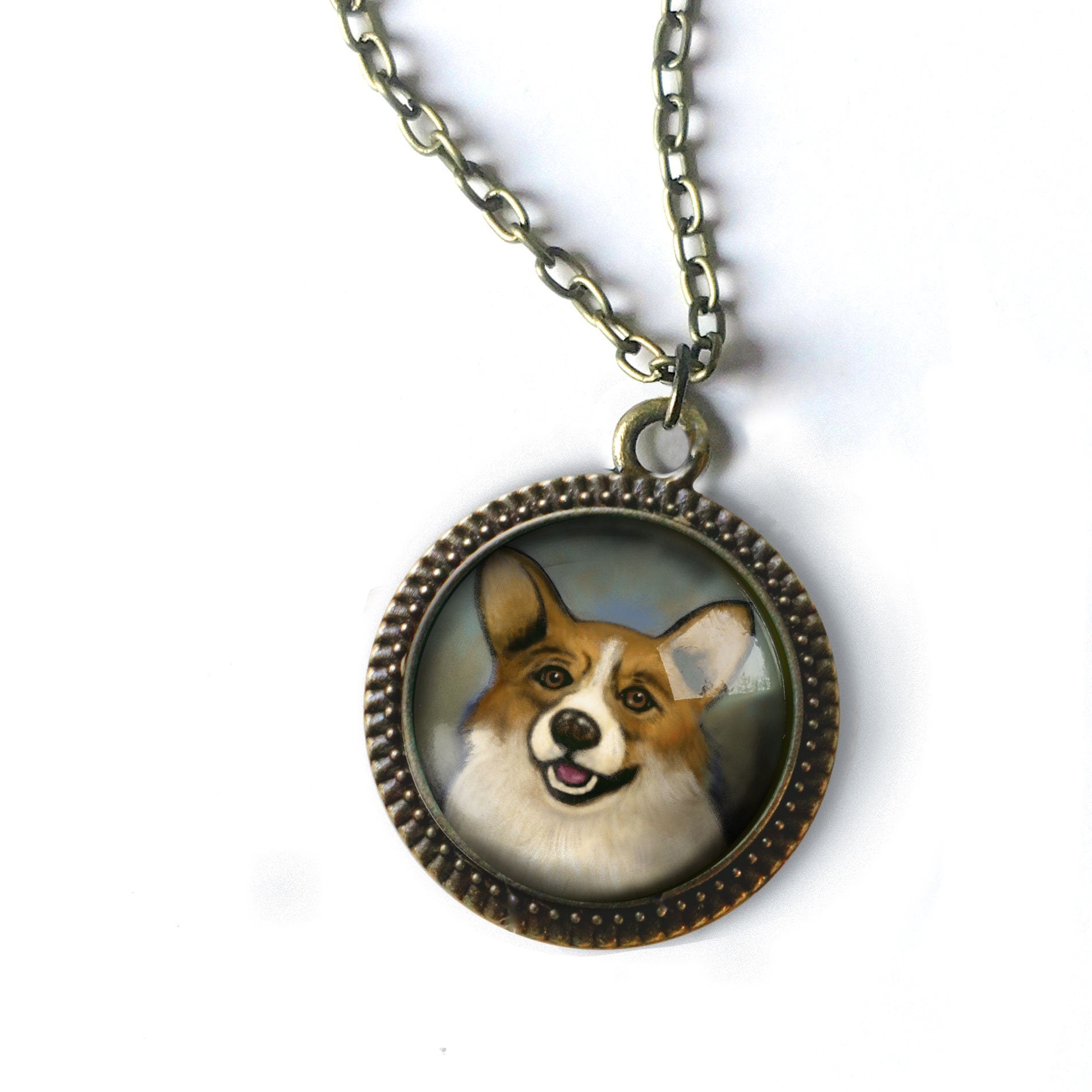 Corgi Dog Large Pendant Necklace