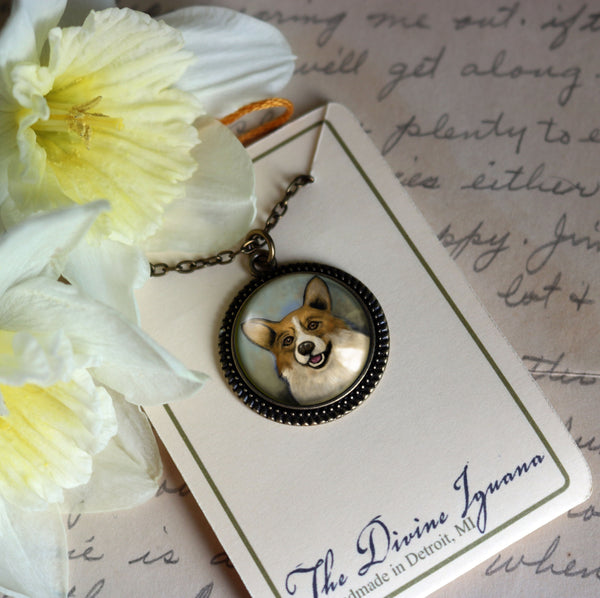 Corgi Dog Large Pendant Necklace