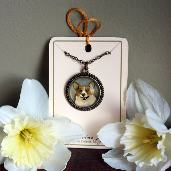 Corgi Dog Large Pendant Necklace