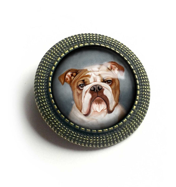 English Bulldog Vintage Inspired Pin Brooch