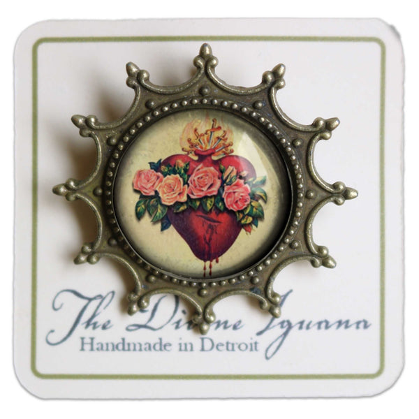 Immaculate Heart of Mary Vintage Inspired Pin Brooch