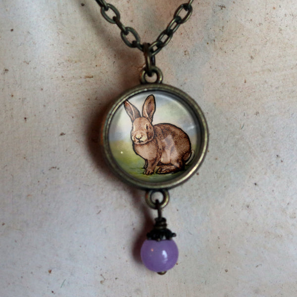 Baby Bunny Easter Rabbit Double-Sided Pendant Necklace