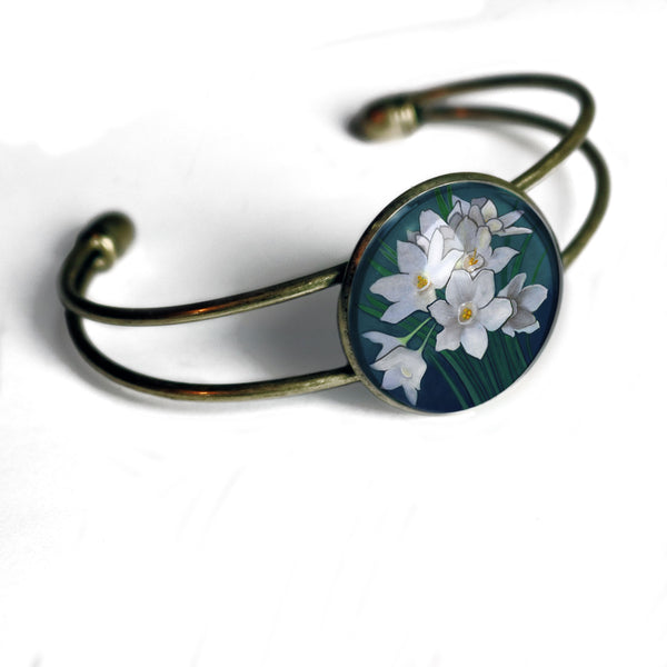 Mothers Day / Valentine's Day Paperwhite Narcissus Cuff Bracelet