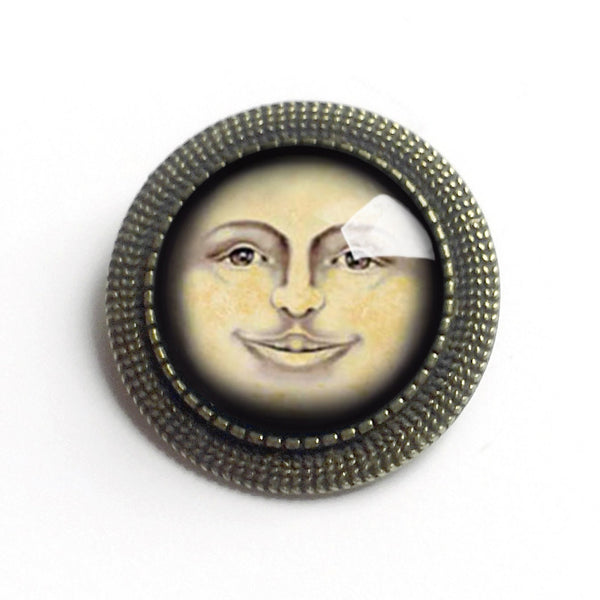 Man in the Moon Vintage Inspired Pin Brooch