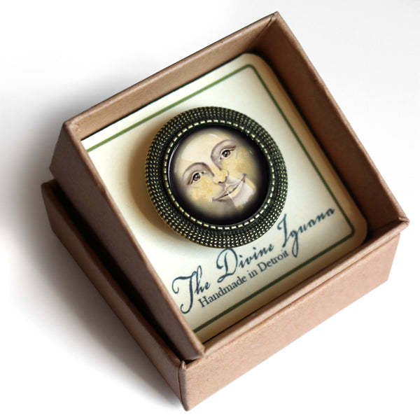 Man in the Moon Vintage Inspired Pin Brooch