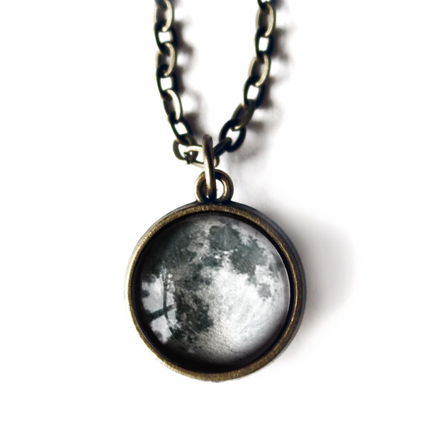 Full Moon Simple  Reversible Pendant Necklace