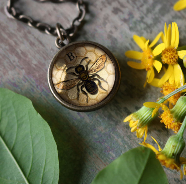 Worker Bee Simple Reversible Pendant Necklace